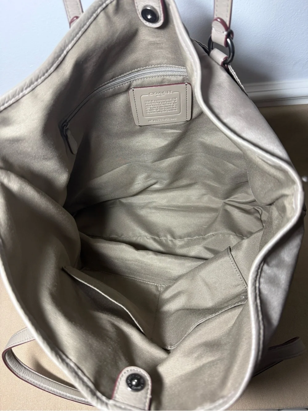 Coach Taupe Nylon & Leather Turnlock Carryall Large Tote Bag F57903